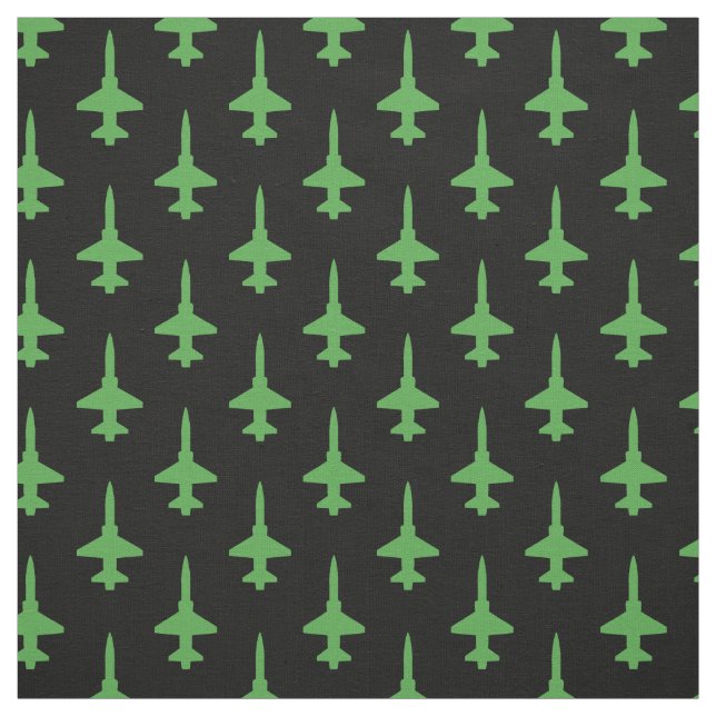 Green T-38 Talon Pattern on Black Fabric (Swatch)