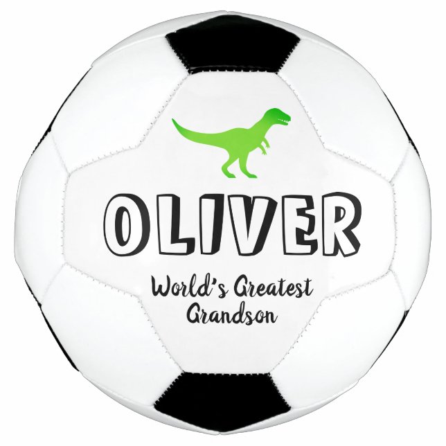 Green T-rex dinosaur custom name kid's sports gift Soccer Ball (Front)