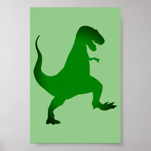 Green T-Rex Dinosaur Poster