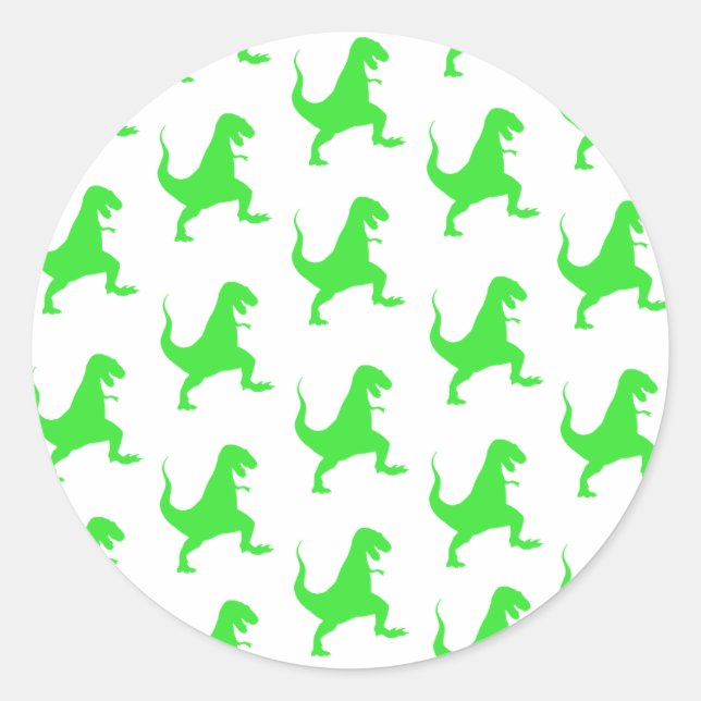 Green t-rex pattern classic round sticker (Front)