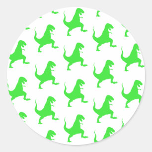 Green t-rex pattern classic round sticker