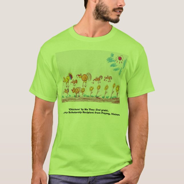 GREEN T-SHIRT "Chickens" (PICTURE IN FRONT) (Front)