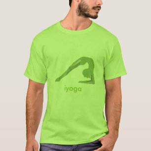 Green t-shirt yoga pose