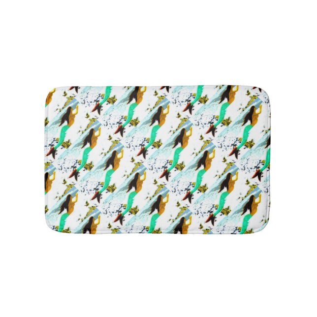 green-tail  mermaids ascending bath mat (Front)