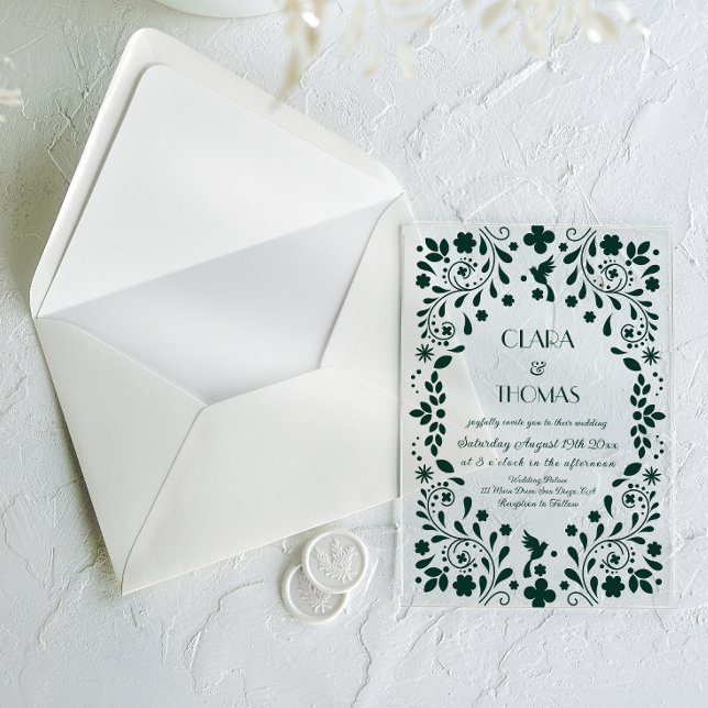 Green Talavera Mexican Wedding Acrylic Invitations (Creator Uploaded)