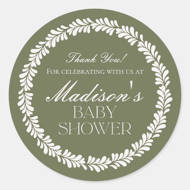 Green Talavera Tile Spanish Fiesta Baby Shower Classic Round Sticker (Front)