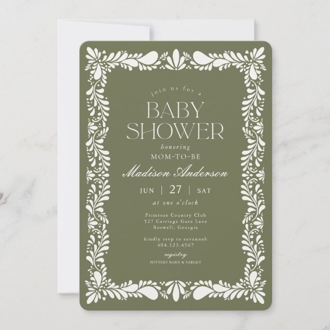 Green Talavera Tile Spanish Fiesta Baby Shower Invitation (Front)