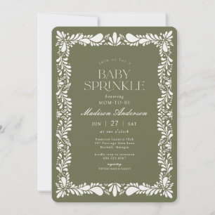 Green Talavera Tile Spanish Fiesta Baby Sprinkle Invitation