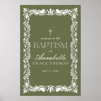 Green Talavera Tile Spanish Fiesta Baptism Welcome