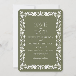 Green Talavera Tile Spanish Fiesta Save the Date Invitation