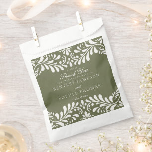 Green Talavera Tile Spanish Fiesta Wedding Dessert Favour Bags