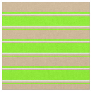 Green, Tan, and Beige Coloured Lines Pattern Fabric