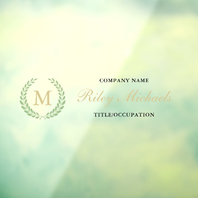 Green Tan Black Wreath Elegant Monogram Name Title (Sheet 3)