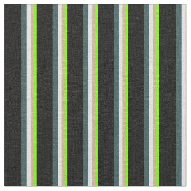 Green, Tan, Lavender, Dark Slate Grey, and Black Fabric (Close Up)