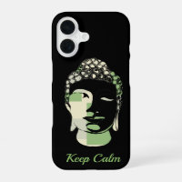 Green & Tan Squares hand drawn buddha silhouette