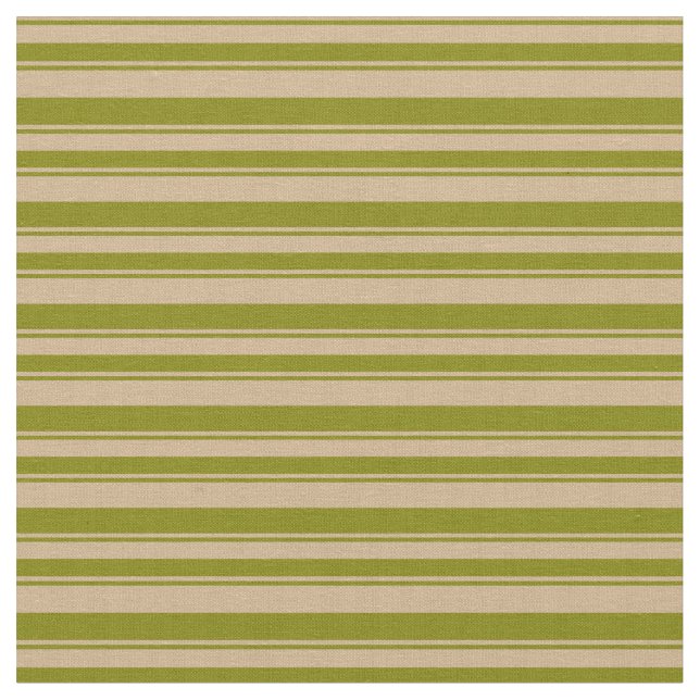 Green & Tan Stripes/Lines Pattern Fabric (Close Up)