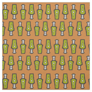 Green, Tan, White, Black Abstract Tribal Design Fabric