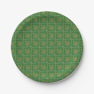 Green Tapestry Paper Plate