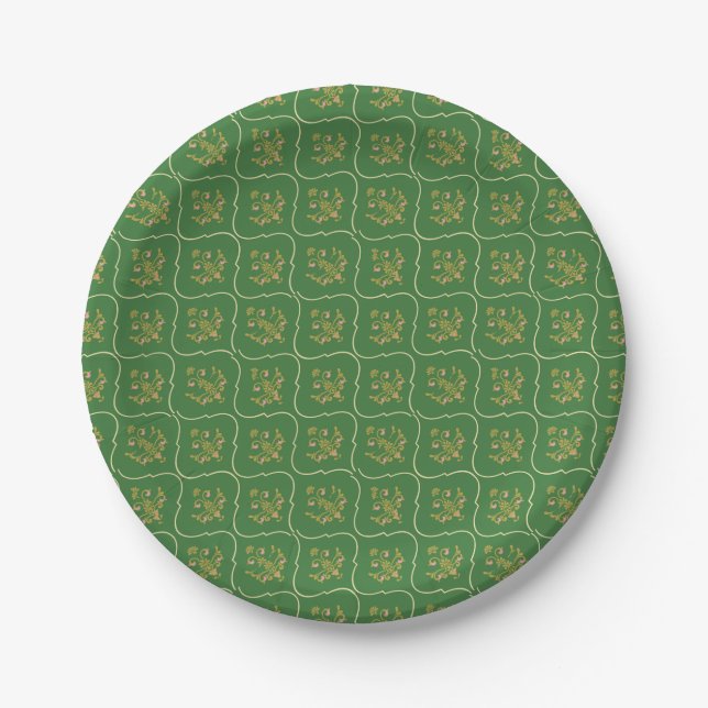 Green Tapestry Paper Plate (Front)