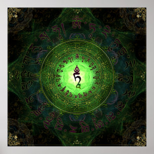 Green Tara Mantra- Protection from dangers and suf Poster