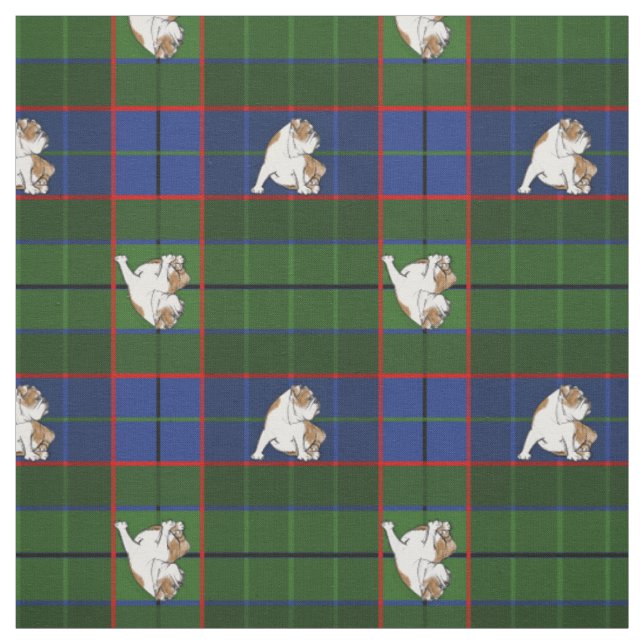 Green Tartan Bulldog Fabric (Swatch)
