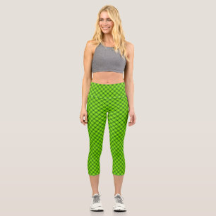 Green Tartan Chequered Plaid Pattern-57578 Capri Leggings