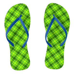 Green Tartan Chequered Plaid Pattern-57578 Jandals