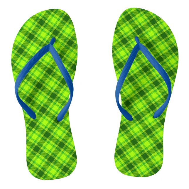 Green Tartan Chequered Plaid Pattern-57578 Jandals (Footbed)