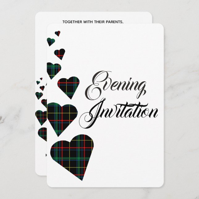 Green Tartan Evening Invitation (Front/Back)