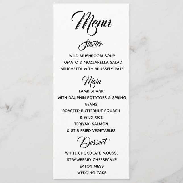 Green Tartan Menu (Front)
