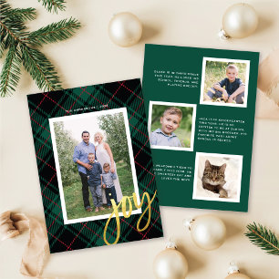 Green Tartan + Modern Calligraphy   Holiday Photo