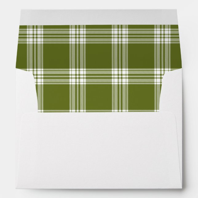 Green Tartan Plaid Christmas Holiday Envelope (Back (Bottom))