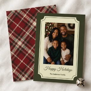 Green Tartan Plaid Christmas Photo Holiday Card