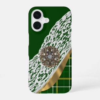 Green tartan plaid iPhone 16 case
