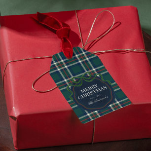 Green Tartan Plaid Preppy Christmas  Gift Tags