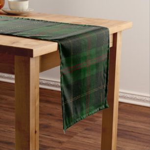 Green Tartan Plaid Scottish Pattern Short Table Runner