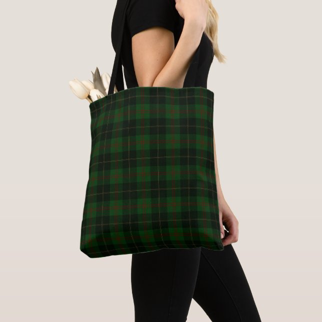 Green Tartan Plaid Scottish Pattern Tote Bag (Close Up)