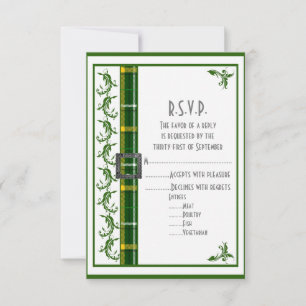 Green tartan plaid wedding R.S.V.P RSVP Card