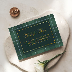 Green Tartan Polo Plaid Vintage Books for Baby Enclosure Card