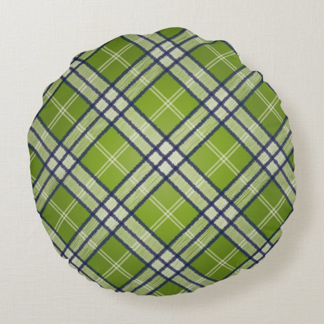 Green Tartan Round Cushion (Back)