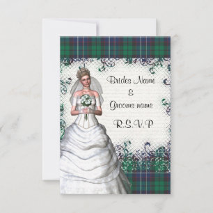 Green tartan RSVP Card