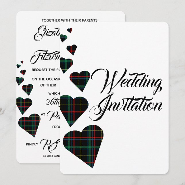 Green Tartan Wedding Invitation (Front/Back)