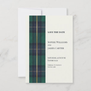 Green Tartan Wedding Save The Date