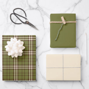 Green Tartan Wrapping Paper Sheets
