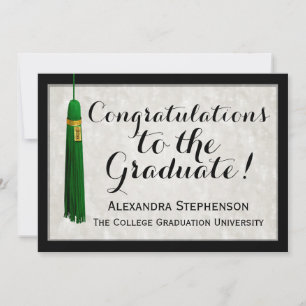 Green Tassel Congratulations Graduate Graduation Invitation