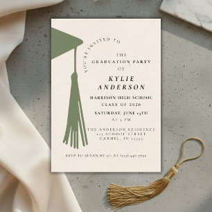 Green Tassel High School Graduation Party Invitation