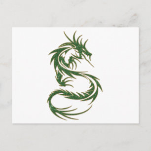 Green Tattoo Dragon Postcard