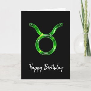 Green Taurus Sign Birthday Card