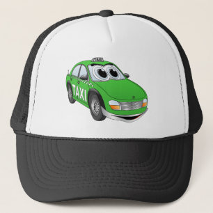 Green Taxi Cab Cartoon Trucker Hat