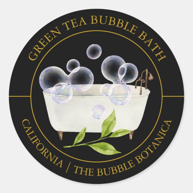 Green Tea Bubble Bath label (Front)